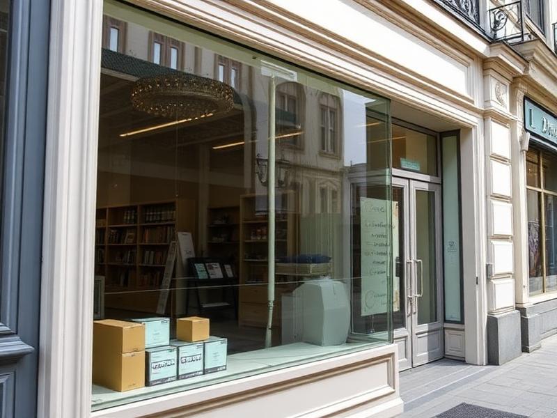 Vitrine commerciale brisée — après
